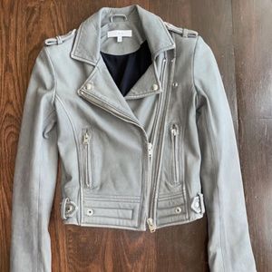 $1295 IRO Luigaspe Gray Leather Motorcycle Jacket sz 0 FR 34